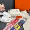 Hermes Oran Sandal Blanc Box Calfskin Leather