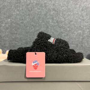 Balenciaga Furry Slide Black White