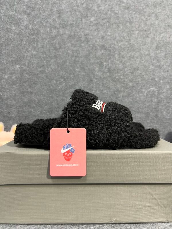 Balenciaga Furry Slide Black White