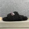 Balenciaga Furry Slide Black White