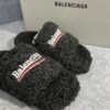 Balenciaga Furry Slide Black White