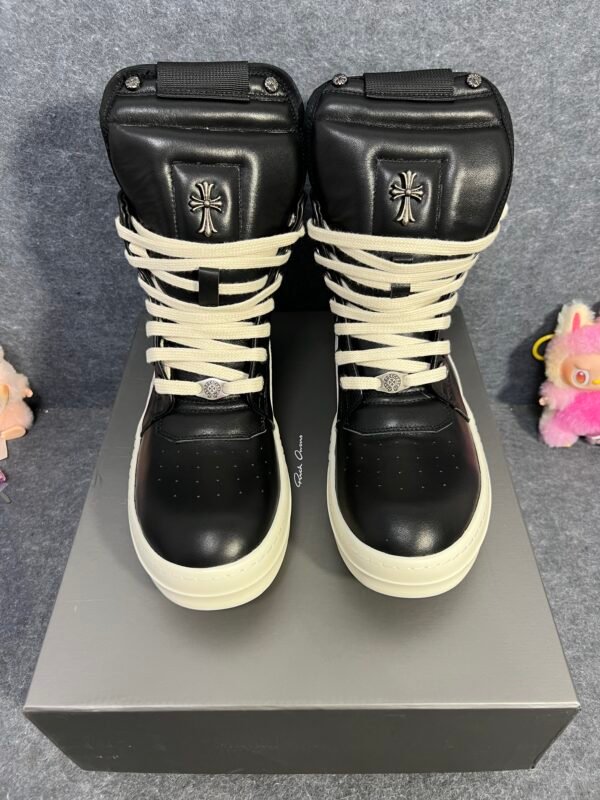 Rick Owens Geobasket High Black Milk & Chrome Hearts