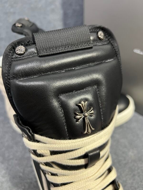 Rick Owens Geobasket High Black Milk & Chrome Hearts
