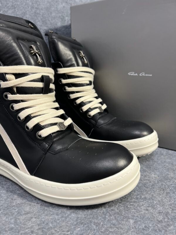 Rick Owens Geobasket High Black Milk & Chrome Hearts