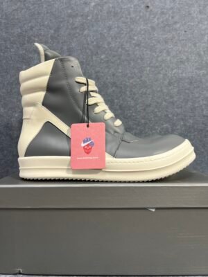 Rick Owens Geobasket High Grey and white