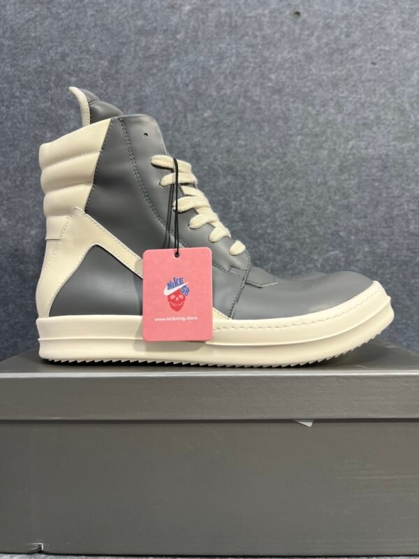 Rick Owens Geobasket High Grey and white