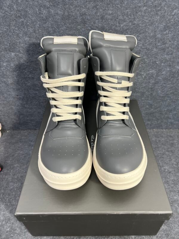 Rick Owens Geobasket High Grey and white