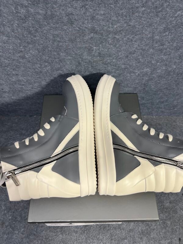 Rick Owens Geobasket High Grey and white
