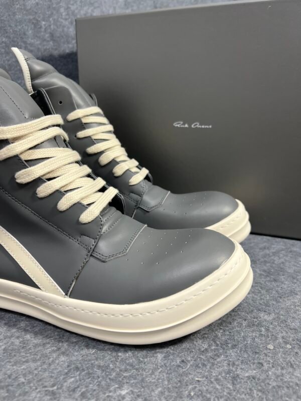 Rick Owens Geobasket High Grey and white