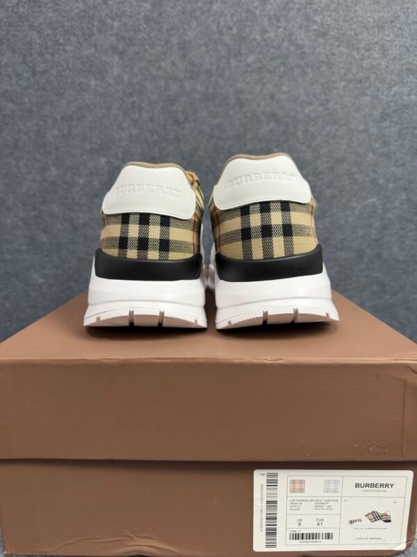 Burberry Ramsey Vintage Check Suede Leather Archive Biege White