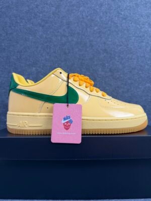 Nike Air Force 1 Low Patent Leather Topaz Gold Pine Green